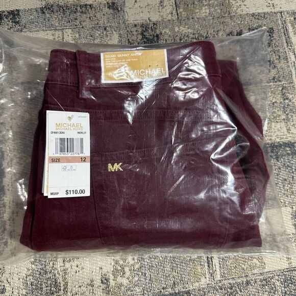Michael Kors Women Jeans Selma Hi Rise sz 12 Merlot Skinny Ankle $110 NWT - Picture 2 of 10